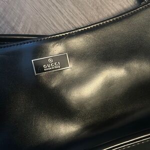 Mini black leather purse